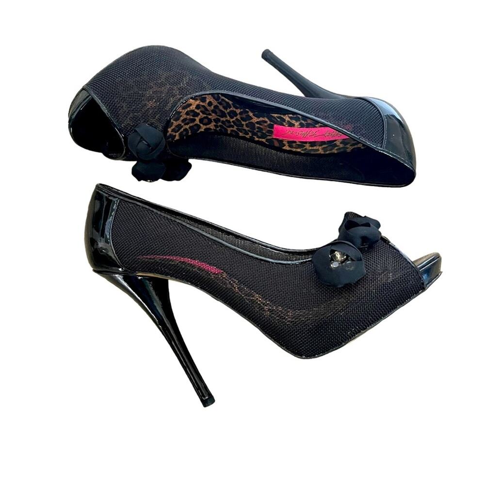 Betsey Johnson Women's Alexandra Open Toe Mesh Pumps Shoes Black Size 8.5 - Picture 8 of 13